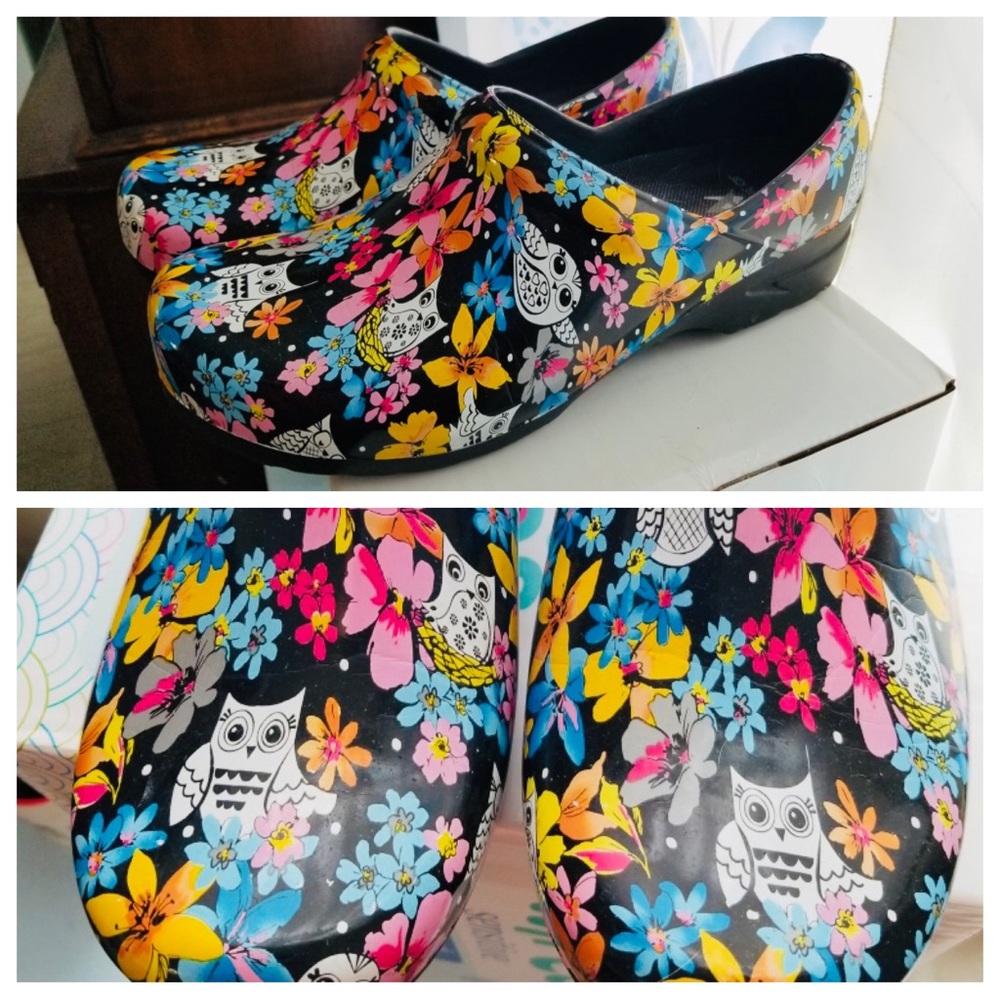 Selling for a friend! Size 11; almost brand new! Colorful Owl clogs!